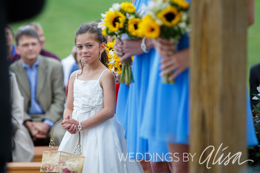 Farm cowboy sunflowers outdoor summer wedding ceremony in Pittsburgh